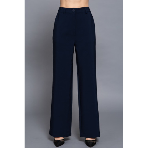 Back elastic straight woven long pants