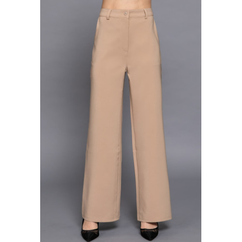 Back elastic straight woven long pants