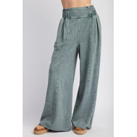 Mineral washed terry knit pants