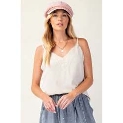Laced textured poly woven camisole