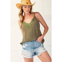 Laced textured poly woven camisole