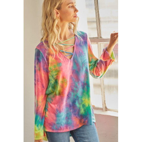Tie-dye Cage Hi-low Top