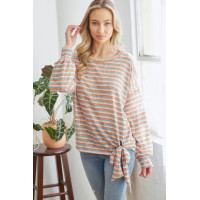 Striped Longsleeve Top With Ribbon