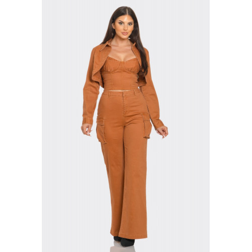 Crop Jacket 3pcs Set