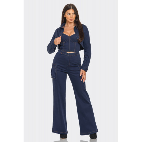 Crop Jacket 3pcs Set