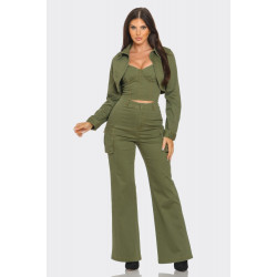 Crop Jacket 3pcs Set
