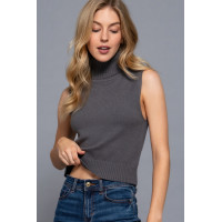 Sleeveless Turtle Neck Sweater Top