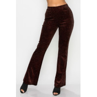 Glittery Flare High-rise Elastic Pants