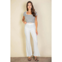 High Waist Stretch Crepe Flare Pants