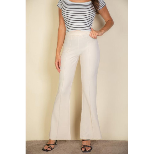 High Waist Stretch Crepe Flare Pants