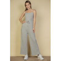 Sweater-knit Fuzzy Frenchy Tie Front Cami Jumpsuit