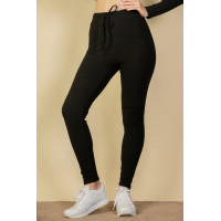 Tie-Front Ribbed Lounge Leggings