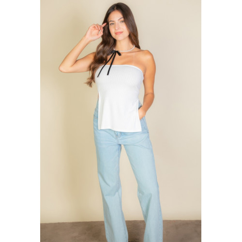 Side Slit Bandeau Tube Top