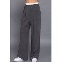 Contrast Waist Boxer Straight Long Pants