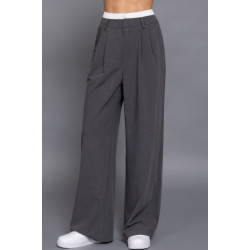 Contrast Waist Boxer Straight Long Pants