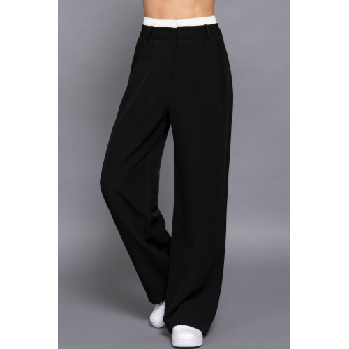 Contrast Waist Boxer Straight Long Pants