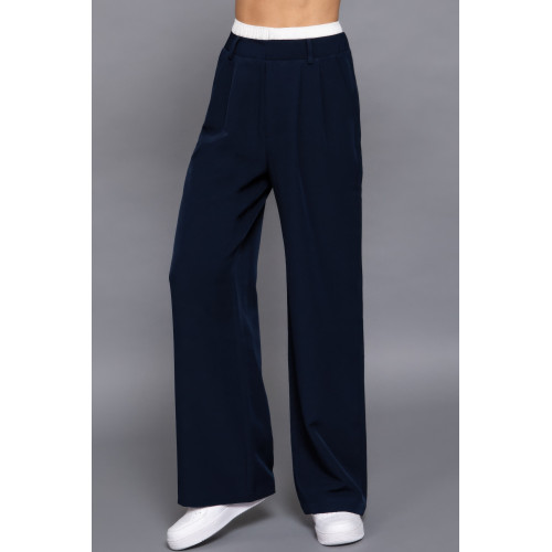 Contrast Waist Boxer Straight Long Pants