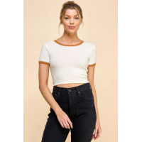 Contrast Reverse Stitch Ringer Top