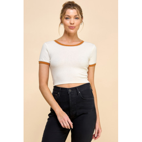 Contrast Reverse Stitch Ringer Top