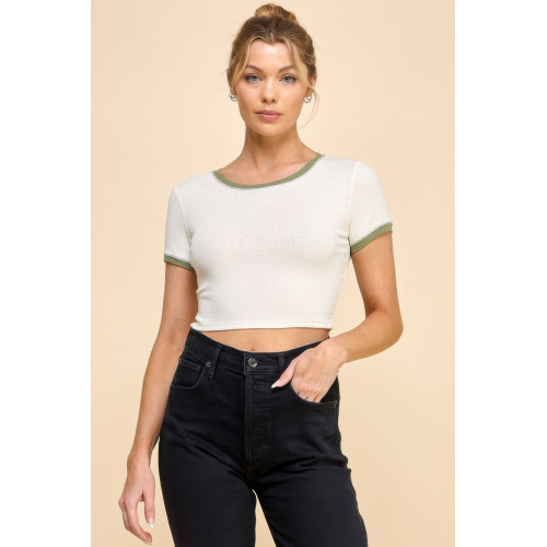 Contrast Reverse Stitch Ringer Top