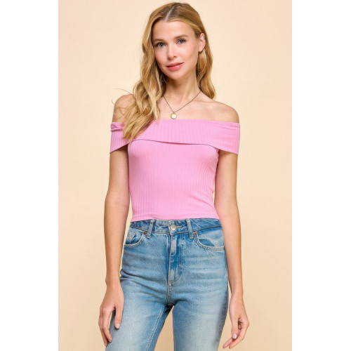 Off Shoulder Ribbed Top
