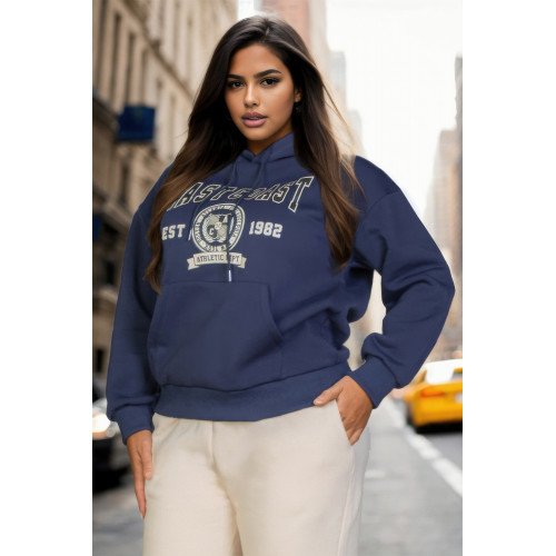 Plus Size Graphic Kangaroo Pocket Drawstring Hoodie