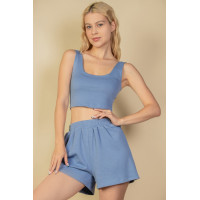 Crop Tank Top And Shorts Set