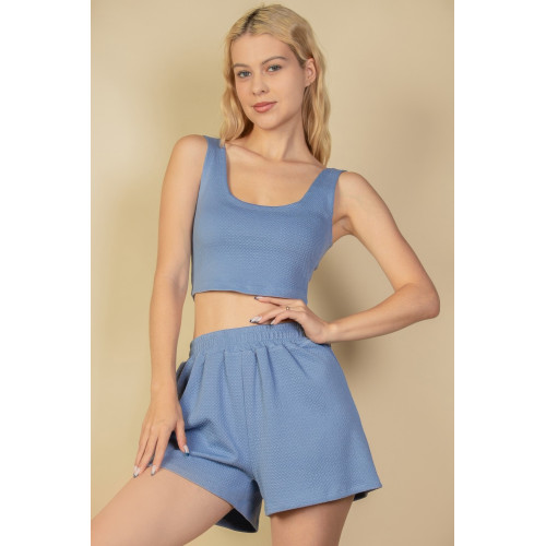 Crop Tank Top And Shorts Set