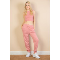 French Terry Elastic Waist Tank Top & Joggers Set