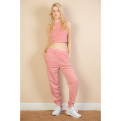 French Terry Elastic Waist Tank Top & Joggers Set
