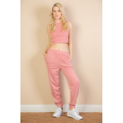 French Terry Elastic Waist Tank Top & Joggers Set