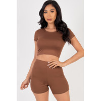Short Sleeve Crop Top & Shorts Set