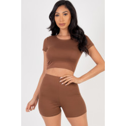 Short Sleeve Crop Top & Shorts Set