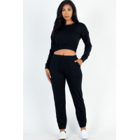 French Terry Elastic Waist Pullover & Joggers Set