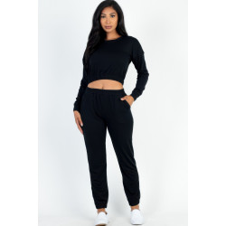 French Terry Elastic Waist Pullover & Joggers Set