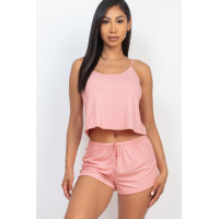 Ribbed Strappy Top & Shorts Set