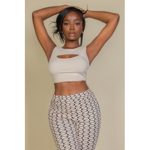 Ribbed Cut Out Front Crop Top