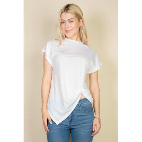 Batwing Sleeve Twist Front Tee