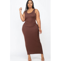 Plus Size Solid Basic Maxi Dress