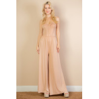 Button Front Wide Leg Jumpsuit