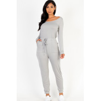 Tie Waist Long Sleeve Jumpsuit