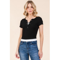 Layers With Bow Detail Short Sleeve Top