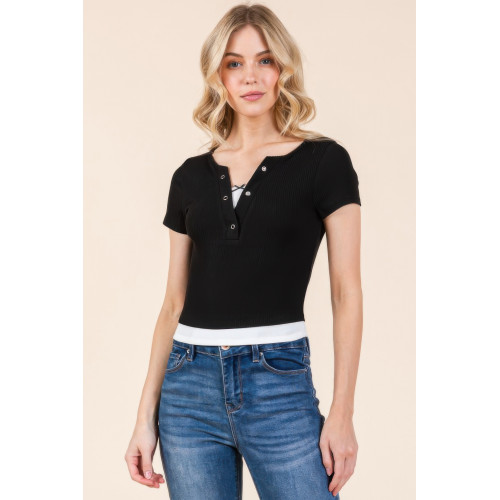 Layers With Bow Detail Short Sleeve Top