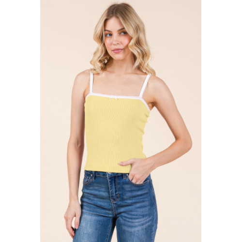 Scallop Edge Detail Cami Top W/ Bow Detail