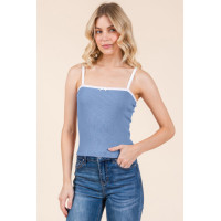 Scallop Edge Detail Cami Top W/ Bow Detail