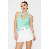 Halter Neck Buckled Open-back Top