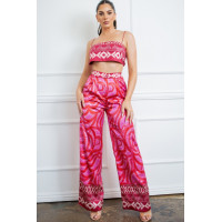 Bra Top And Wide Leg Pants Set