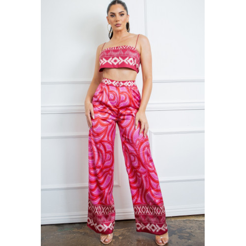 Bra Top And Wide Leg Pants Set