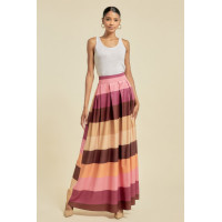 Color Block Maxi Skirt With Pockets