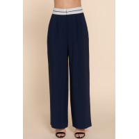 Contrast Waistband Straight Long Pants